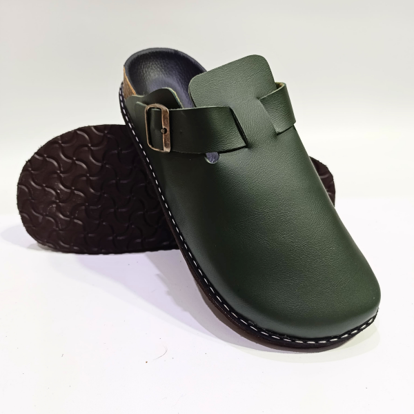 Sabot confort en cuir – Vert Royal – Image 3