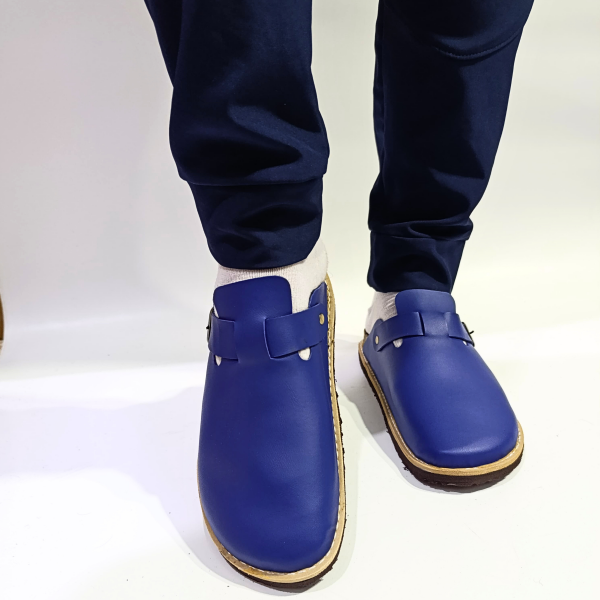 Sabot confort en cuir – Bleu Royal